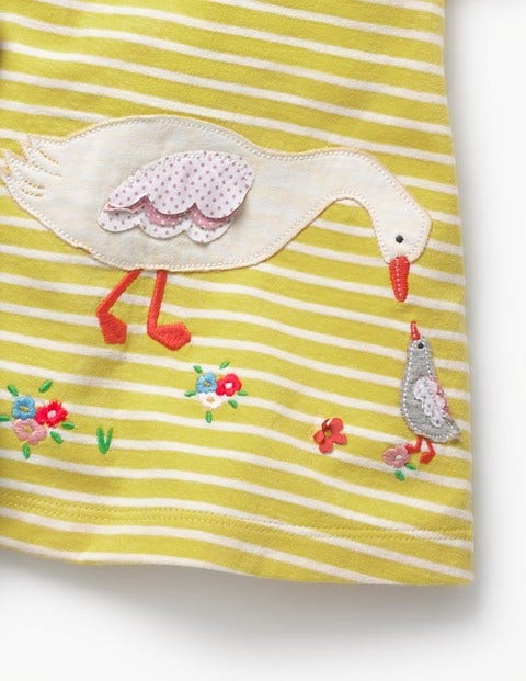 Appliqué Jersey Dress Set - Sweetcorn Yellow/Ecru Ducks Appliqué Jersey Dress Set - Sweetcorn Yellow/Ecru Ducks