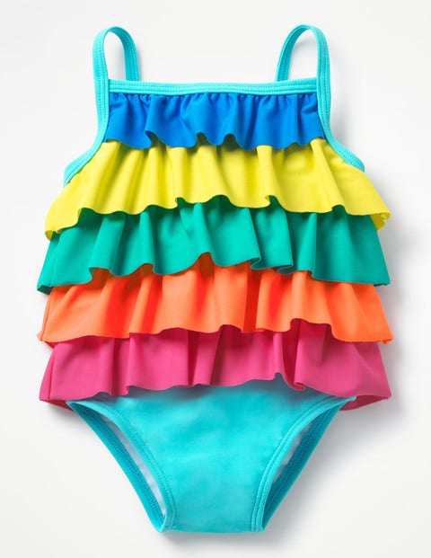Pretty Frilled Swimsuit - Light Blue Rainbow Pretty Frilled Swimsuit - Light Blue Rainbow