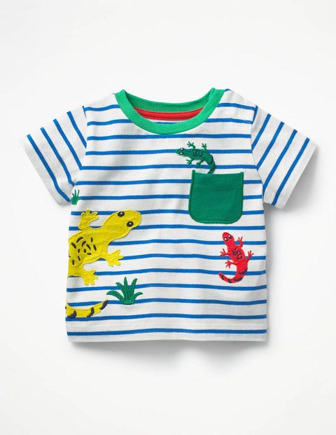 Pocket Friends T-Shirt - Ivory/Skipper Blue Geckos Pocket Friends T-Shirt - Ivory/Skipper Blue Geckos