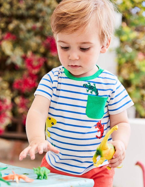 Pocket Friends T-Shirt - Ivory/Skipper Blue Geckos Pocket Friends T-Shirt - Ivory/Skipper Blue Geckos