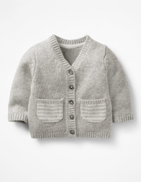 Kaschmircardigan Mit Taschen - Silber Meliert Kaschmircardigan Mit Taschen - Silber Meliert
