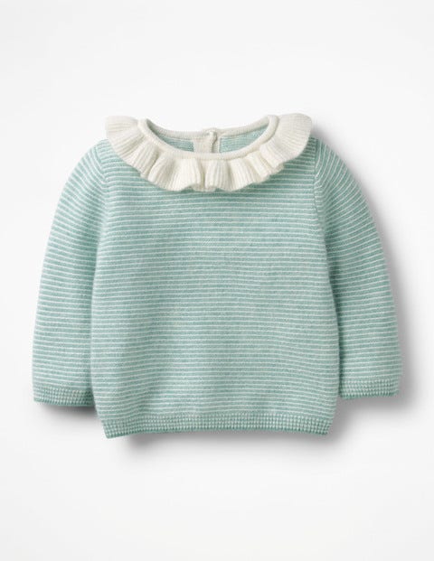 Frilly Cashmere Jumper - Aquamarine Green/Ecru Frilly Cashmere Jumper - Aquamarine Green/Ecru