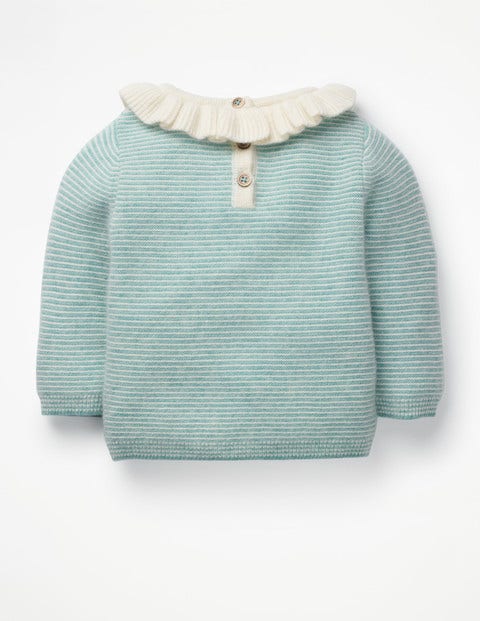 Frilly Cashmere Jumper - Aquamarine Green/Ecru Frilly Cashmere Jumper - Aquamarine Green/Ecru