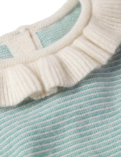 Frilly Cashmere Jumper - Aquamarine Green/Ecru Frilly Cashmere Jumper - Aquamarine Green/Ecru