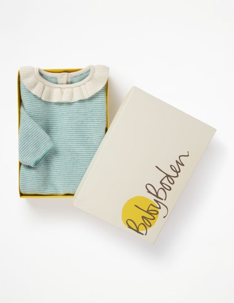 Frilly Cashmere Jumper - Aquamarine Green/Ecru Frilly Cashmere Jumper - Aquamarine Green/Ecru