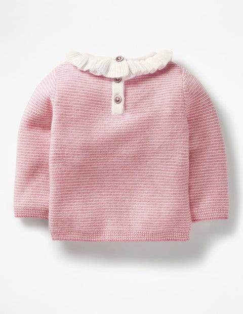 Kaschmirpullover Mit Rüschen - Kirschrosa/Ecru Kaschmirpullover Mit Rüschen - Kirschrosa/Ecru