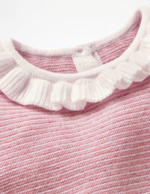 Kaschmirpullover Mit Rüschen - Kirschrosa/Ecru Kaschmirpullover Mit Rüschen - Kirschrosa/Ecru