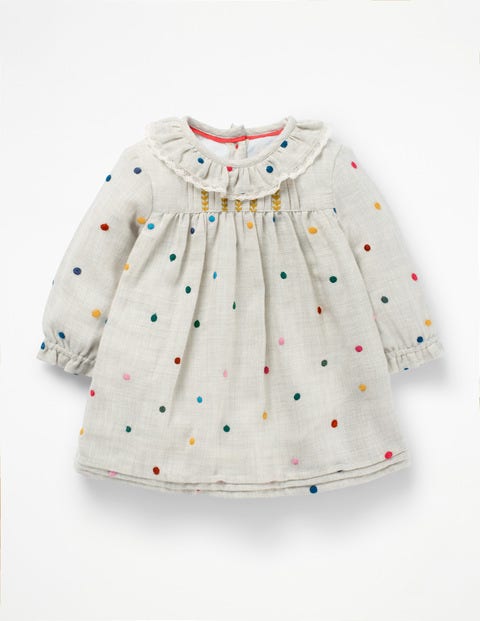 Nostalgic Pleated Dress - Multi Embroidered Spot Nostalgic Pleated Dress - Multi Embroidered Spot