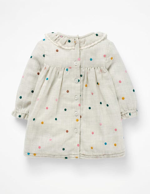 Nostalgic Pleated Dress - Multi Embroidered Spot Nostalgic Pleated Dress - Multi Embroidered Spot