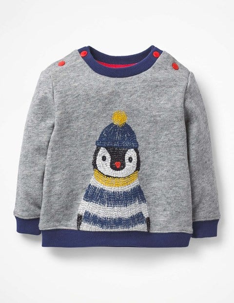 Cosy Textured Sweatshirt - Grey Marl Penguin Cosy Textured Sweatshirt - Grey Marl Penguin