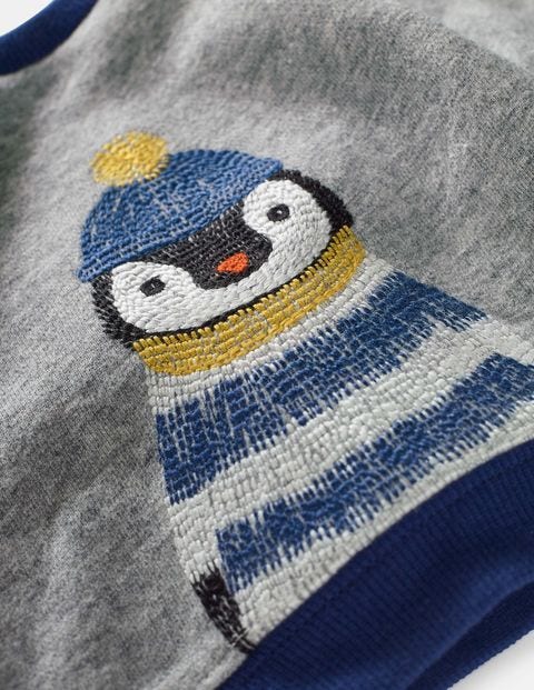 Cosy Textured Sweatshirt - Grey Marl Penguin Cosy Textured Sweatshirt - Grey Marl Penguin