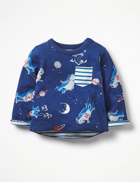 Fun Reversible T-Shirt - Beacon Blue Space Robots Fun Reversible T-Shirt - Beacon Blue Space Robots