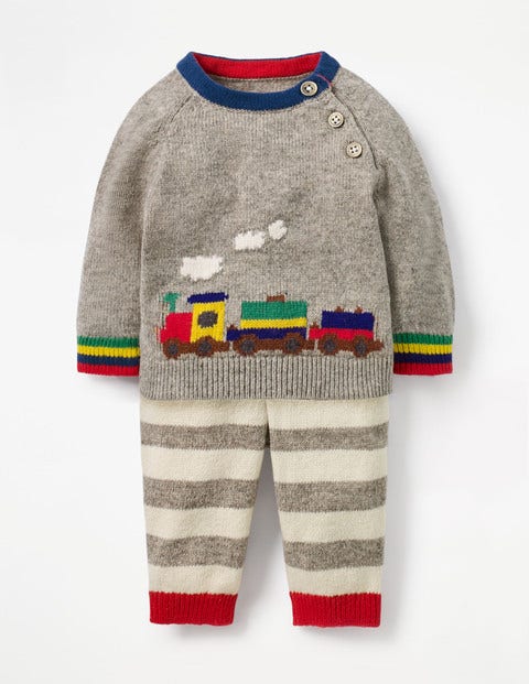 Colourful Knitted Play Set - Grey Marl Rainbow Train Colourful Knitted Play Set - Grey Marl Rainbow Train