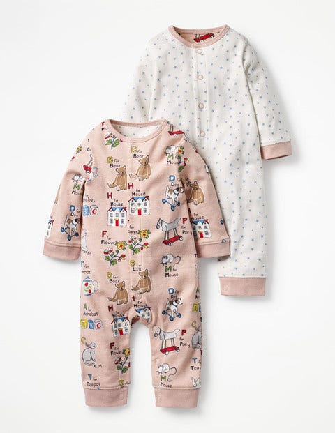 Twin Pack Pretty Rompers - Multi ABC Twin Pack Pretty Rompers - Multi ABC