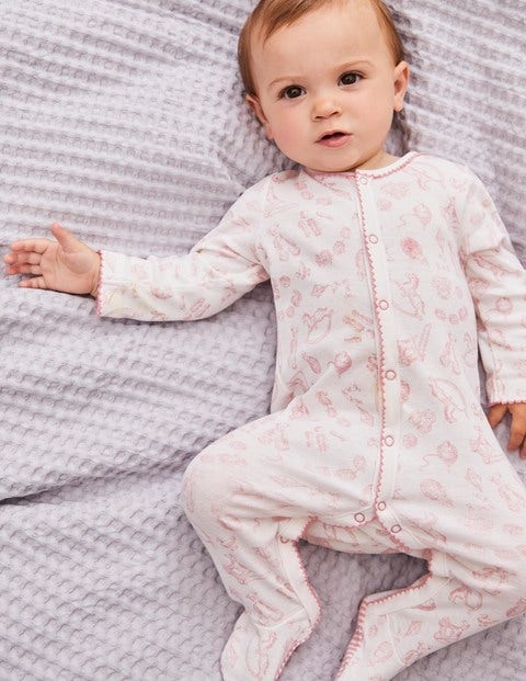 Pretty Printed Sleepsuit - Shell Pink Nursery Pretty Printed Sleepsuit - Shell Pink Nursery