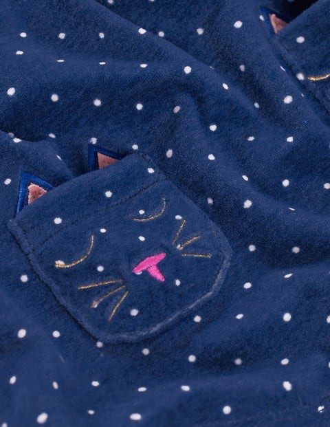 Fun Appliqué Velour Dress - Starboard Blue Spot Fun Appliqué Velour Dress - Starboard Blue Spot