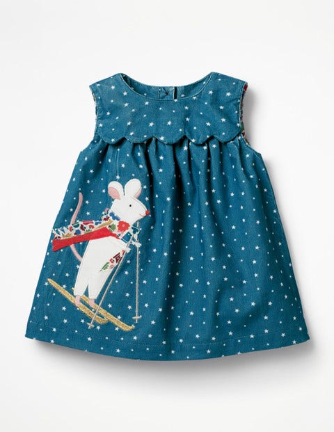 Appliqué Friends Dress - Drummer Blue Star Mouse Appliqué Friends Dress - Drummer Blue Star Mouse