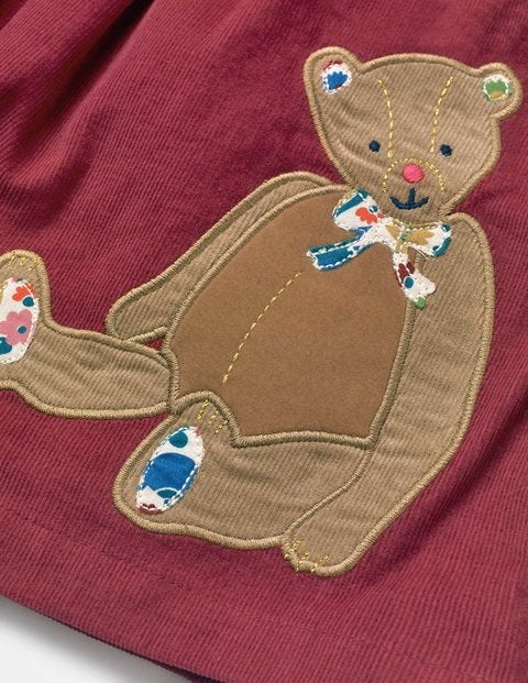 Appliqué Friends Dress - Bramble Red Teddy Appliqué Friends Dress - Bramble Red Teddy