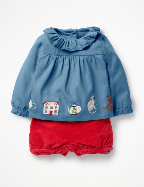 Nostalgic Woven Play Set - Azure Blue Embroidery Nostalgic Woven Play Set - Azure Blue Embroidery