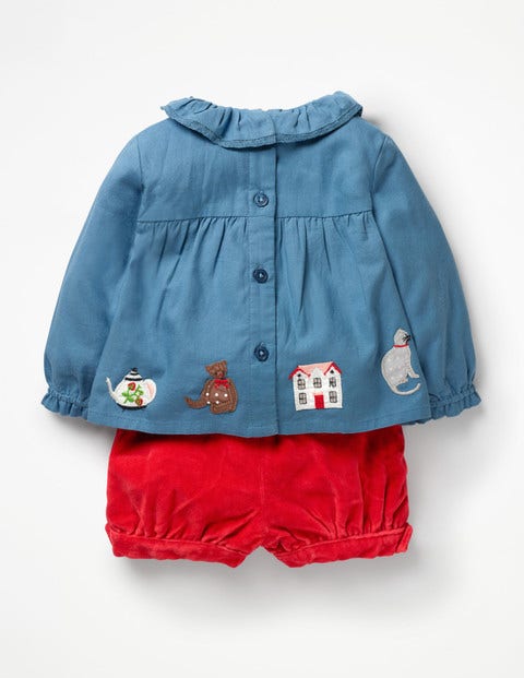 Nostalgic Woven Play Set - Azure Blue Embroidery Nostalgic Woven Play Set - Azure Blue Embroidery
