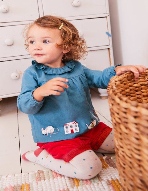 Nostalgic Woven Play Set - Azure Blue Embroidery Nostalgic Woven Play Set - Azure Blue Embroidery