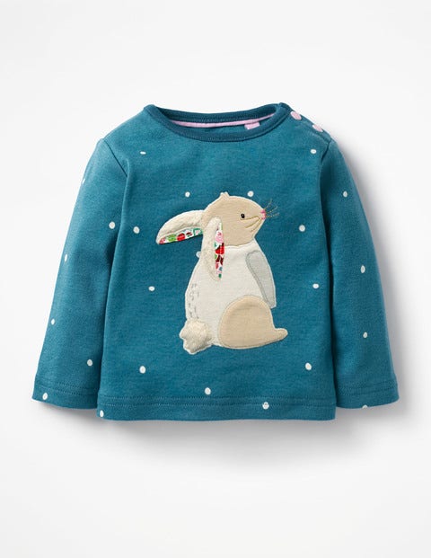 T-Shirt Mit Winterfreunden - Blau, Schneeflocken, Hase T-Shirt Mit Winterfreunden - Blau, Schneeflocken, Hase
