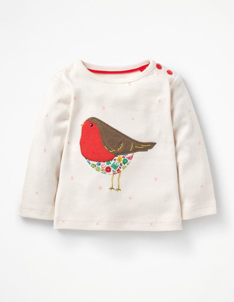 Snowy Friends Appliqué T-Shirt - Ecru Snow Spot Robin Snowy Friends Appliqué T-Shirt - Ecru Snow Spot Robin