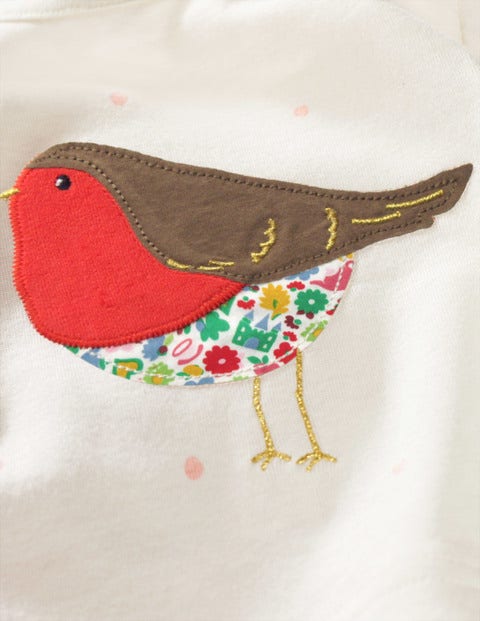 Snowy Friends Appliqué T-Shirt - Ecru Snow Spot Robin Snowy Friends Appliqué T-Shirt - Ecru Snow Spot Robin