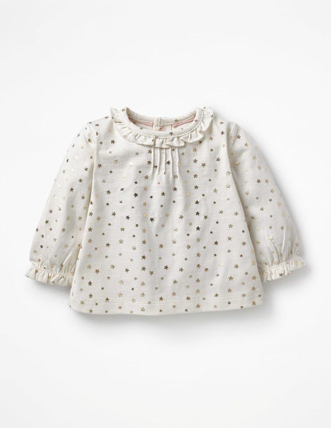 Printed Ruffle T-Shirt - Ecru Twinkle Star Printed Ruffle T-Shirt - Ecru Twinkle Star