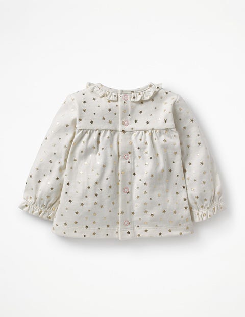 Printed Ruffle T-Shirt - Ecru Twinkle Star Printed Ruffle T-Shirt - Ecru Twinkle Star