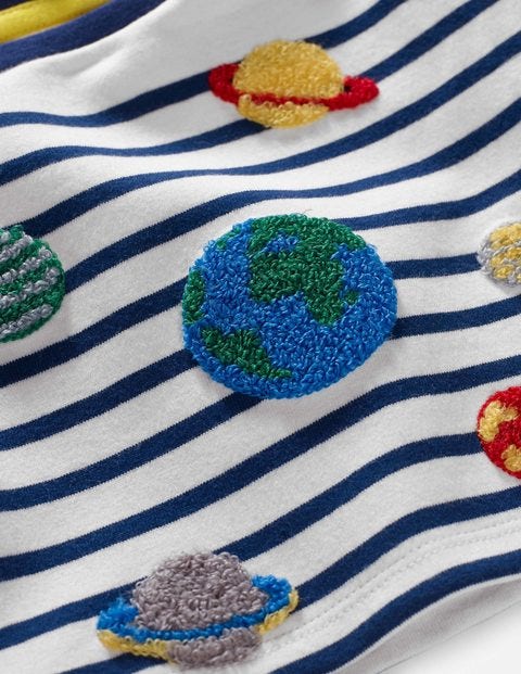 Detailed Breton T-Shirt - Ivory/Beacon Blue Planets Detailed Breton T-Shirt - Ivory/Beacon Blue Planets