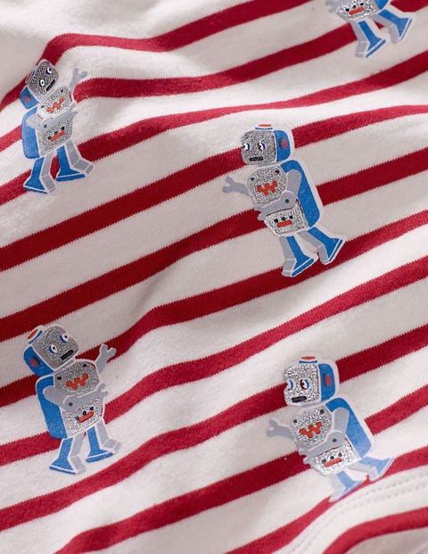 Detailed Breton T-Shirt - Ivory/Cherry Tomato Red Robots Detailed Breton T-Shirt - Ivory/Cherry Tomato Red Robots