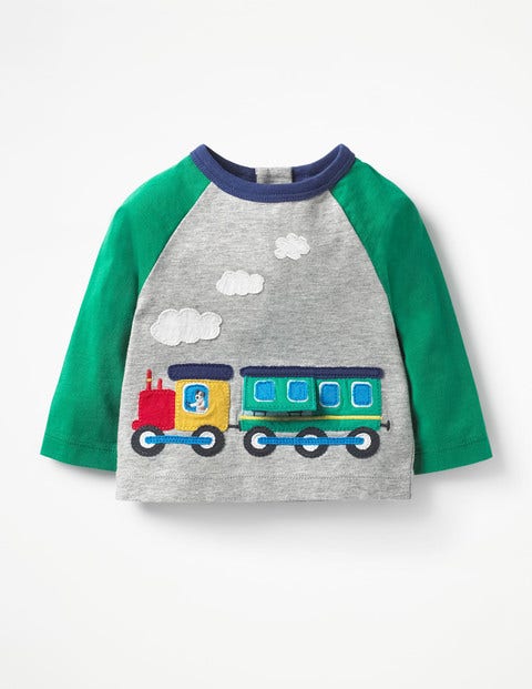 Appliqué Toy T-Shirt - Grey Marl Train Appliqué Toy T-Shirt - Grey Marl Train