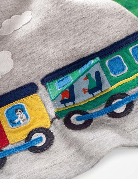 Appliqué Toy T-Shirt - Grey Marl Train Appliqué Toy T-Shirt - Grey Marl Train