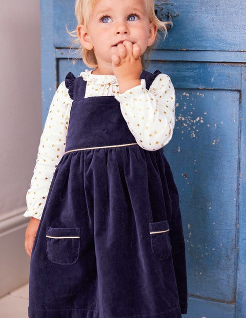 Velvet Pinafore Dress - Prussian Blue Velvet Pinafore Dress - Prussian Blue