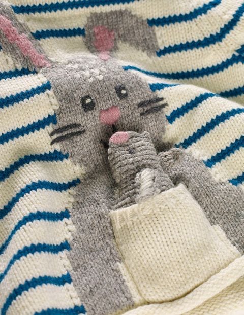 Bunny Pocket Knitted Sweater - Drummer Blue/Ecru Marl Bunny Bunny Pocket Knitted Sweater - Drummer Blue/Ecru Marl Bunny