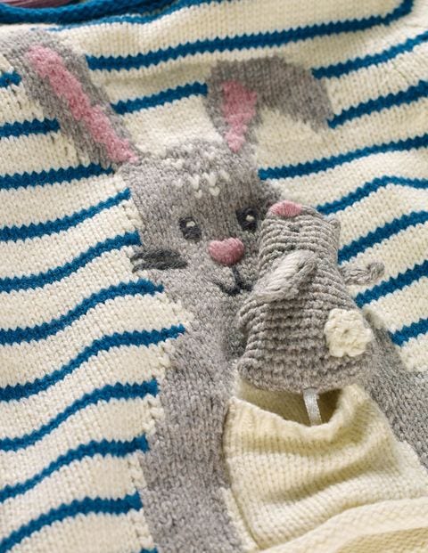 Bunny Pocket Knitted Sweater - Drummer Blue/Ecru Marl Bunny Bunny Pocket Knitted Sweater - Drummer Blue/Ecru Marl Bunny