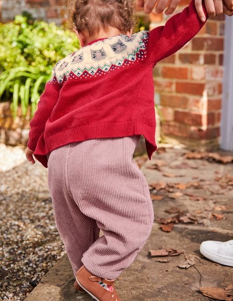 Fair Isle Cardigan - Poppy Pink Cats Fair Isle Cardigan - Poppy Pink Cats