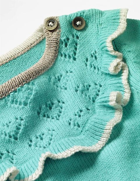 Frill Knitted Dress - Aquamarine Green Frill Knitted Dress - Aquamarine Green