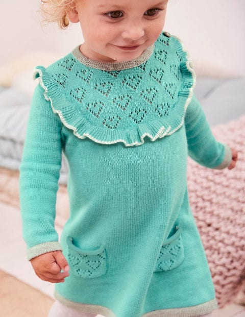 Frill Knitted Dress - Aquamarine Green Frill Knitted Dress - Aquamarine Green