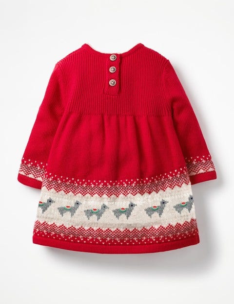 Fair Isle Knitted Dress - Poppy Pink Llamas Fair Isle Knitted Dress - Poppy Pink Llamas