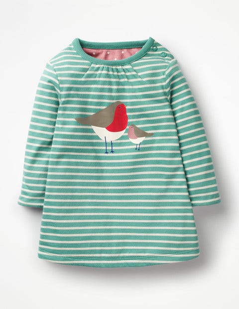 Wendbares Kleid Mit Kleinen Charakteren - Jadegrün/Ecru, Rotkehlchen Wendbares Kleid Mit Kleinen Charakteren - Jadegrün/Ecru, Rotkehlchen