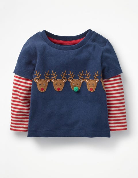 Layered Animal Friends T-Shirt - Beacon Blue Reindeer Layered Animal Friends T-Shirt - Beacon Blue Reindeer