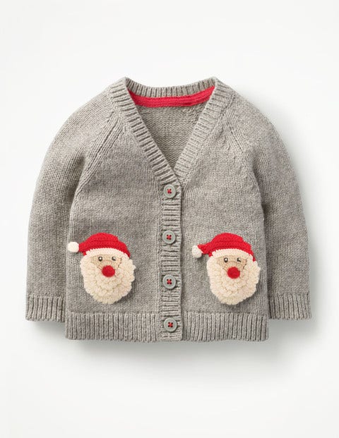 Crochet Characters Cardigan - Grey Marl Father Christmas Crochet Characters Cardigan - Grey Marl Father Christmas