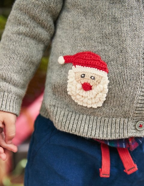 Crochet Characters Cardigan - Grey Marl Father Christmas Crochet Characters Cardigan - Grey Marl Father Christmas