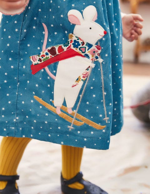 Appliqué Friends Dress - Drummer Blue Star Mouse Appliqué Friends Dress - Drummer Blue Star Mouse
