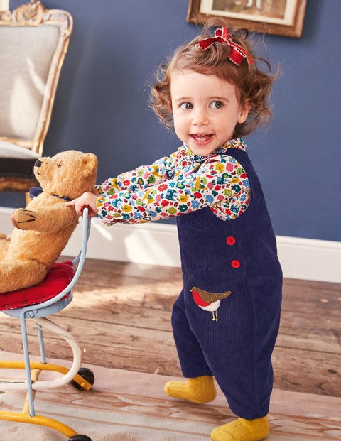 Fun Cord Overalls - Prussian Blue Robins Fun Cord Overalls - Prussian Blue Robins