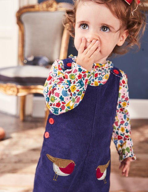 Fun Cord Overalls - Prussian Blue Robins Fun Cord Overalls - Prussian Blue Robins
