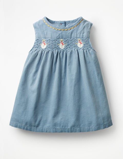 Festive Party Dress - Boathouse Blue Snowmen Festive Party Dress - Boathouse Blue Snowmen