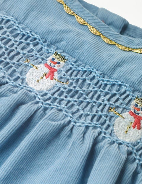 Festive Party Dress - Boathouse Blue Snowmen Festive Party Dress - Boathouse Blue Snowmen